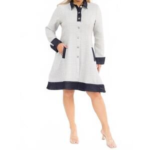 NEW KAREN T DESIGN plaid coat dress in white